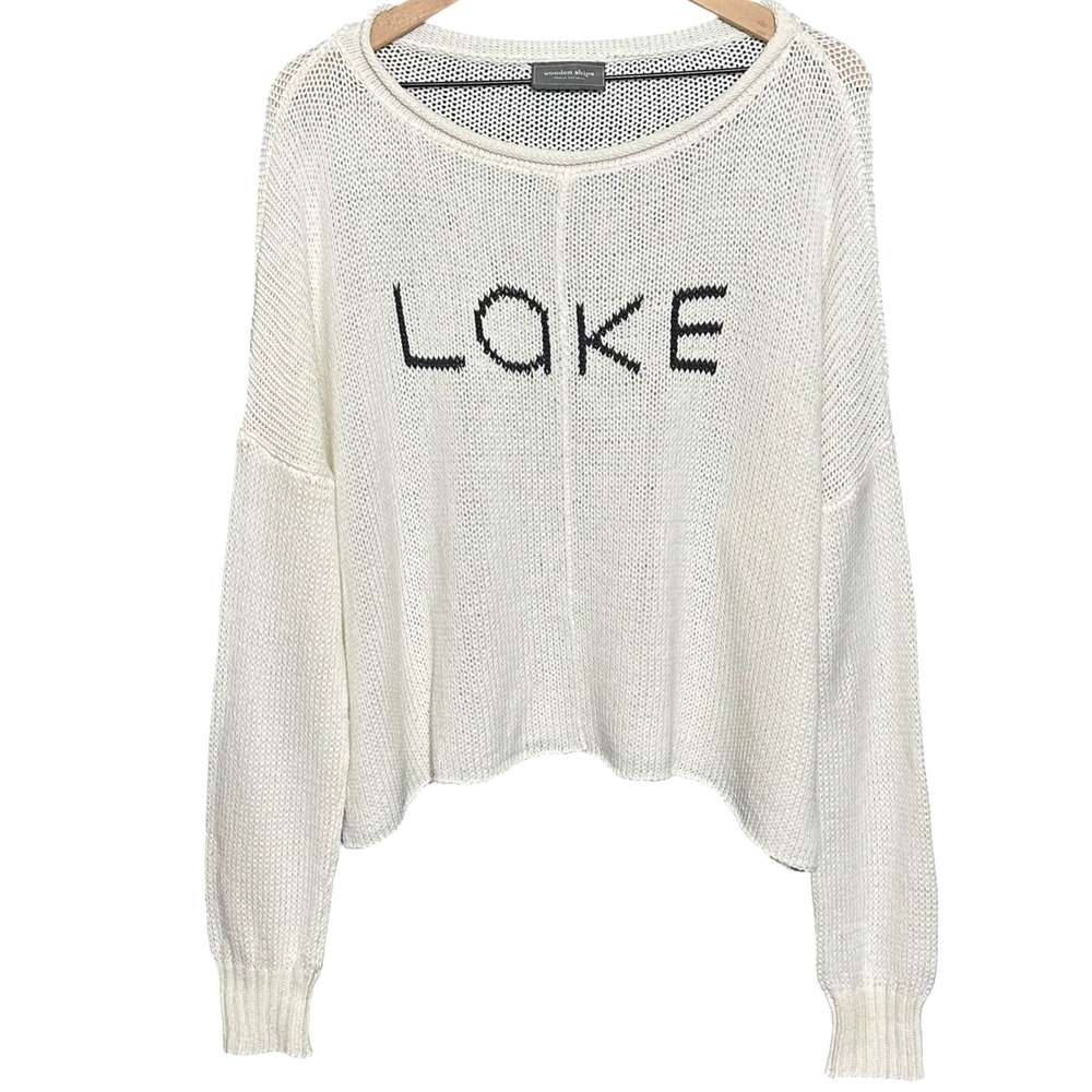 Wooden Ships Paola Buendia LAKE Knit Crewneck Sweater White Size M/L Coastal